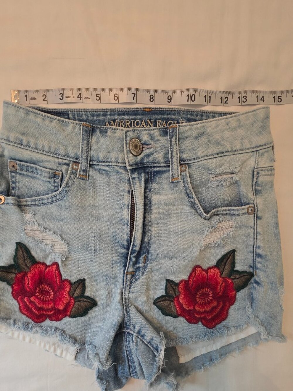 American Eagle Women's Embroidered Hi-Rise Shortie with Super Stretch, Size 6 - Picture 5 of 11
